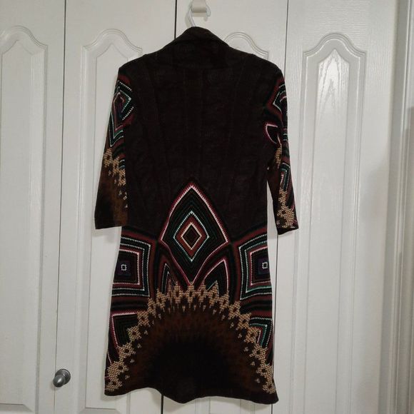 Smashed Lemon Navaho Graphic Cowl Neck Midi Sweater Dress Size Large - Picture 6 of 9